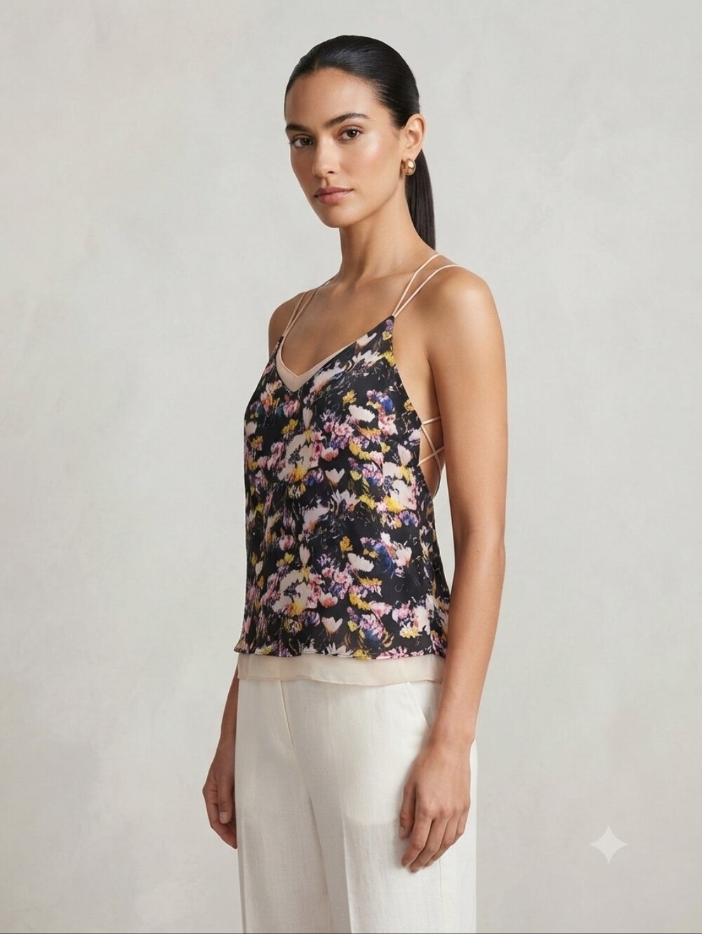 Collective Concepts Floral Camisole with Spaghetti Straps Size Large
